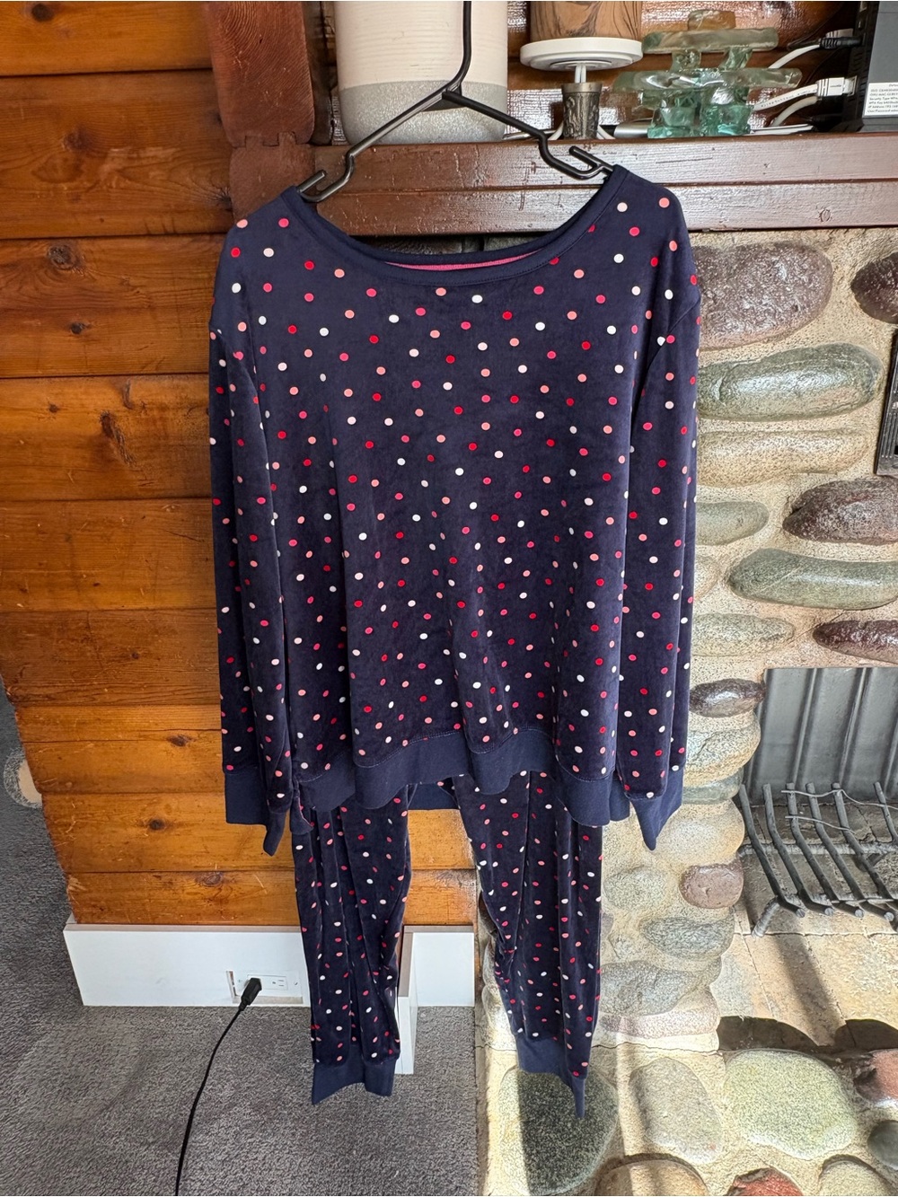 Kate Spade New York Navy Polka Dot Super Soft Pajama Set XXL